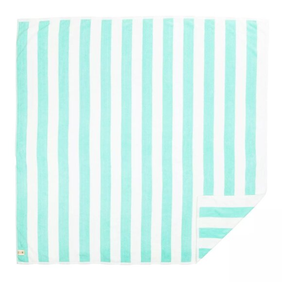 Business & Pleasure  Co. Large Retro Aqua Stripes Beach Blanket Towel NWT - Picture 2 of 6